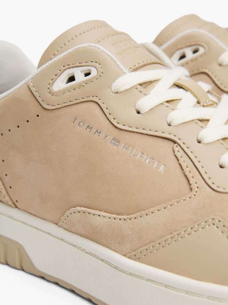 Μπεζ Δερμάτινα Sneakers Με Μίξη Υφών  Άνδρες