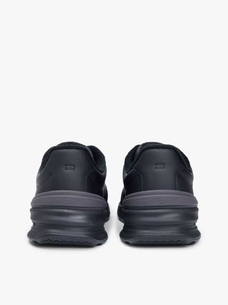 Μαύρο Δερμάτινα Ρετρό Sneakers Με Μίξη Υφών  Άνδρες