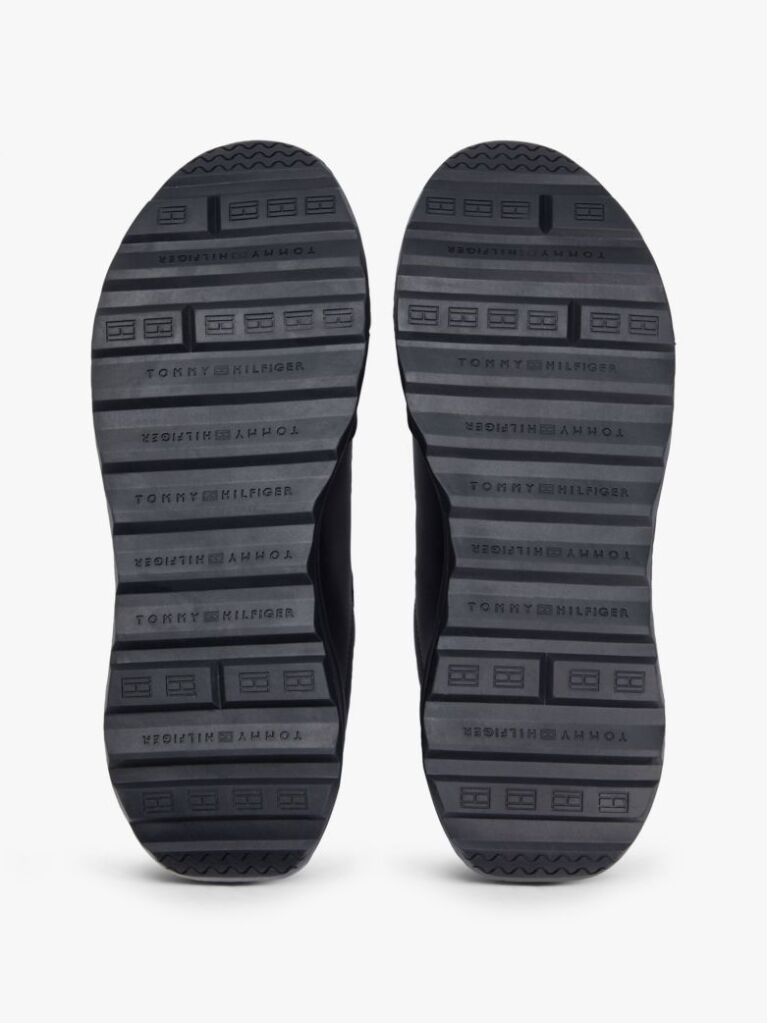 Μαύρο Δερμάτινα Ρετρό Sneakers Με Μίξη Υφών  Άνδρες