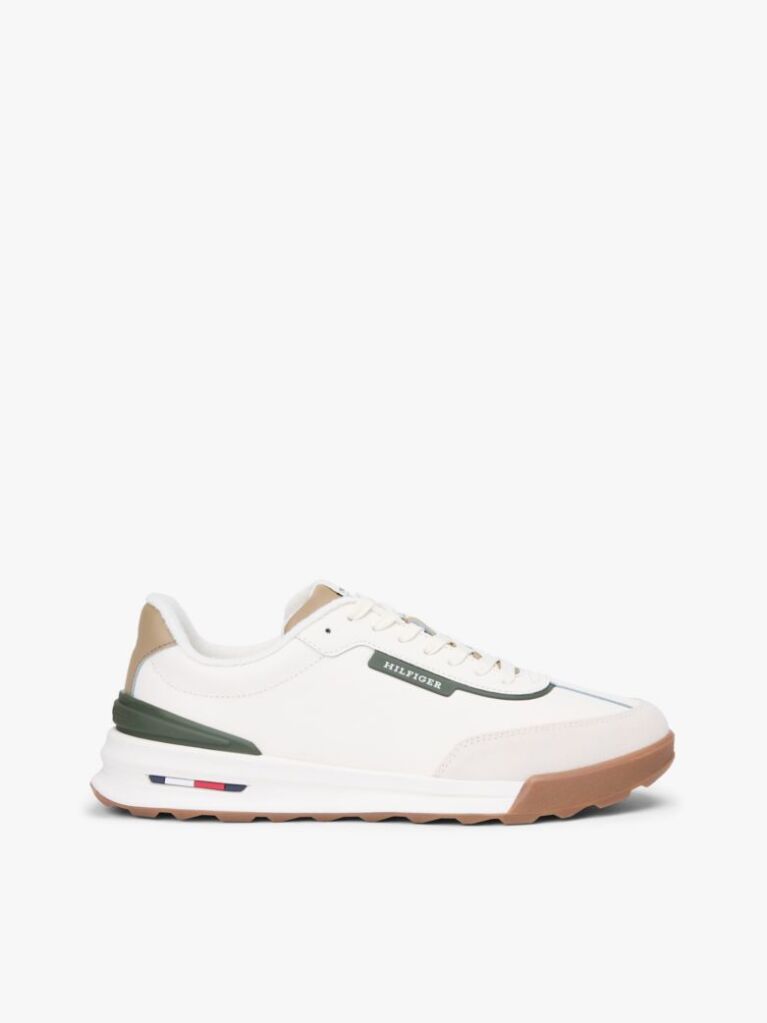 Μπεζ Δερμάτινα Ρετρό Sneakers Με Μίξη Υφών  Άνδρες