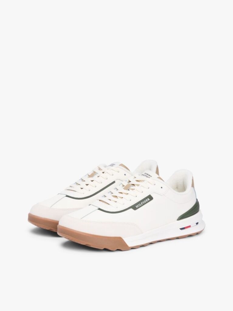 Μπεζ Δερμάτινα Ρετρό Sneakers Με Μίξη Υφών  Άνδρες