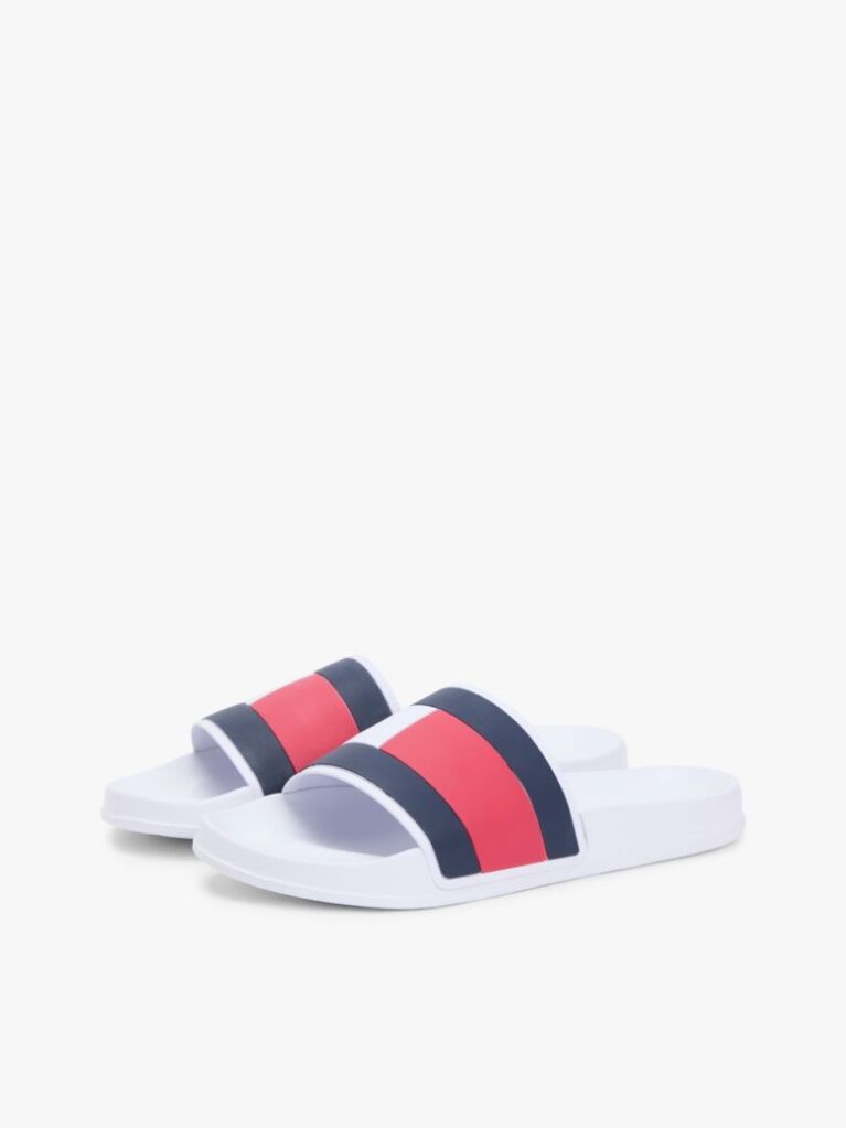 Άσπρο Slides Με Branded Λουράκι  Άνδρες