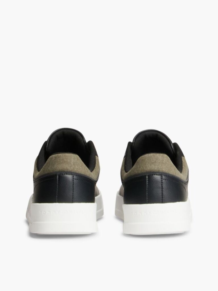 Μαύρο Δερμάτινα Sneakers Με Μίξη Υφών  Άνδρες