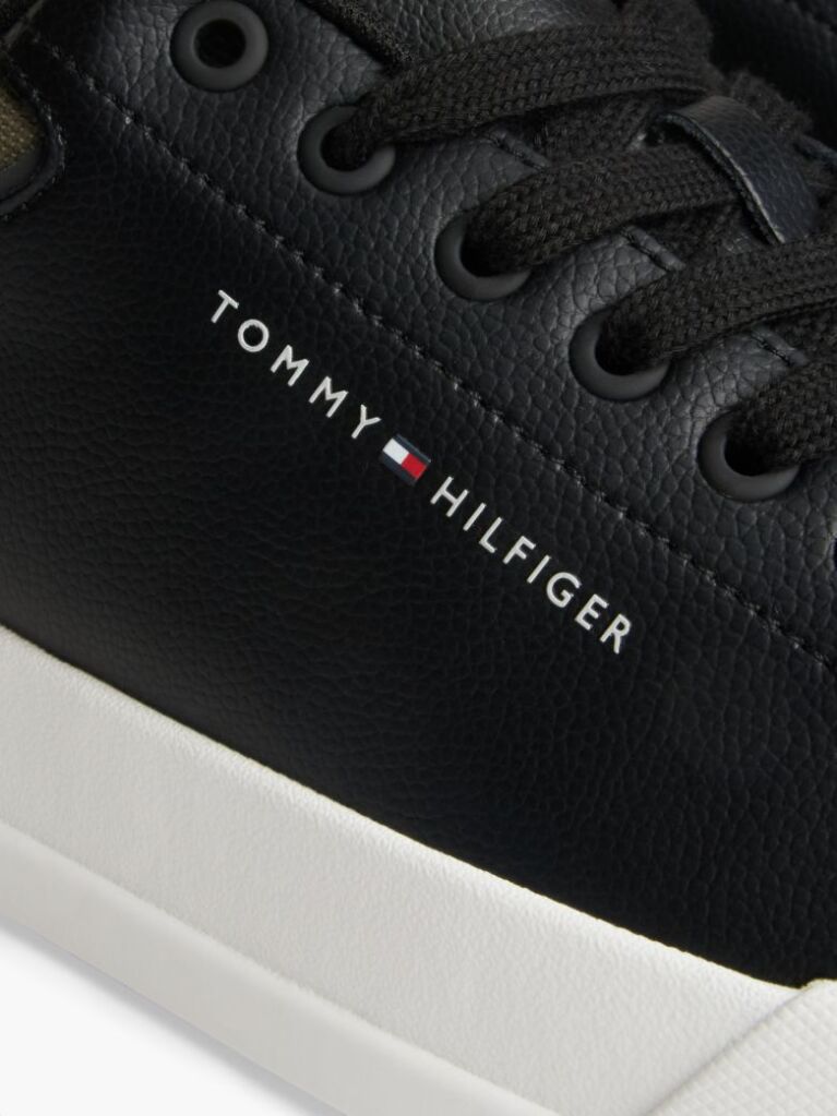 Μαύρο Δερμάτινα Sneakers Με Μίξη Υφών  Άνδρες