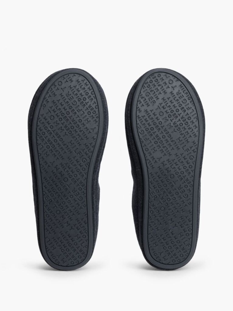 Blue Logo Embroidery Felt Slippers  Men
