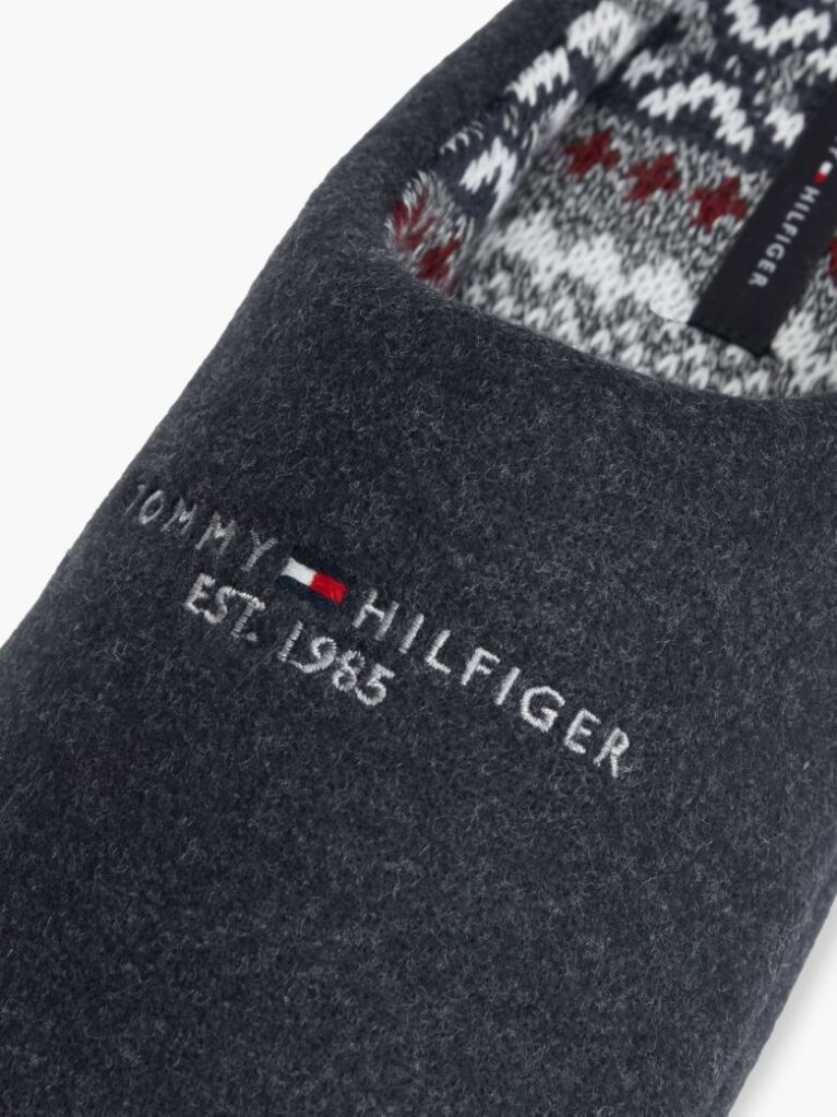 Blue Logo Embroidery Felt Slippers  Men