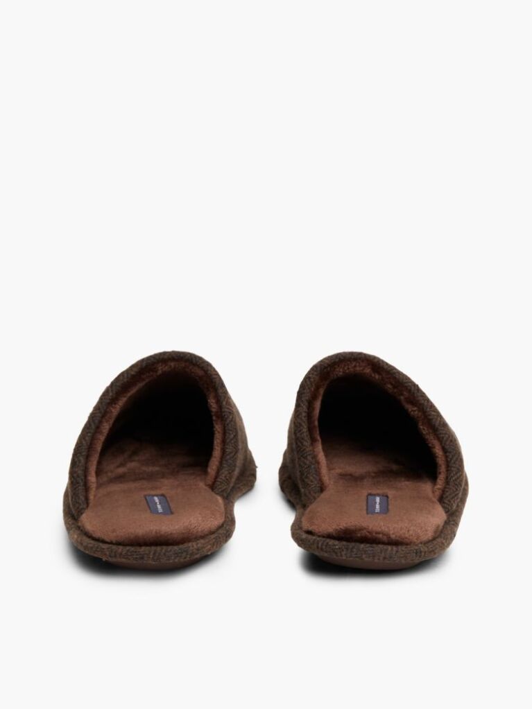 Brown Enamel Flag Herringbone Slippers  Men
