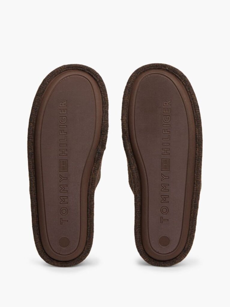 Brown Enamel Flag Herringbone Slippers  Men