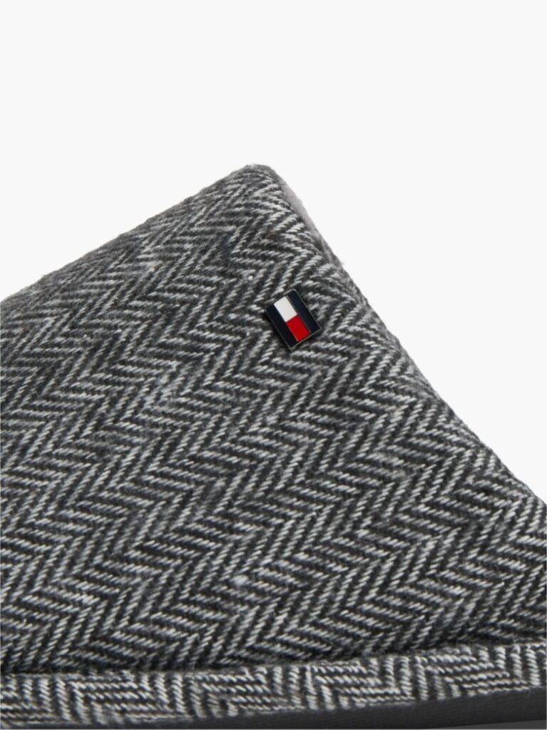 Grey Enamel Flag Herringbone Slippers  Men