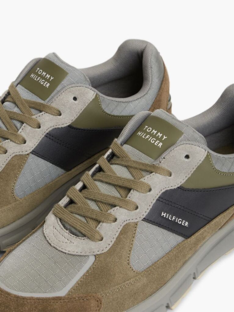 Grey Suede Mixed Texture Cleat Sneakers  Men