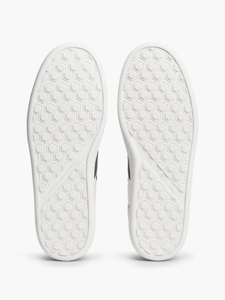 White Leather Mixed Texture Sneakers  Men