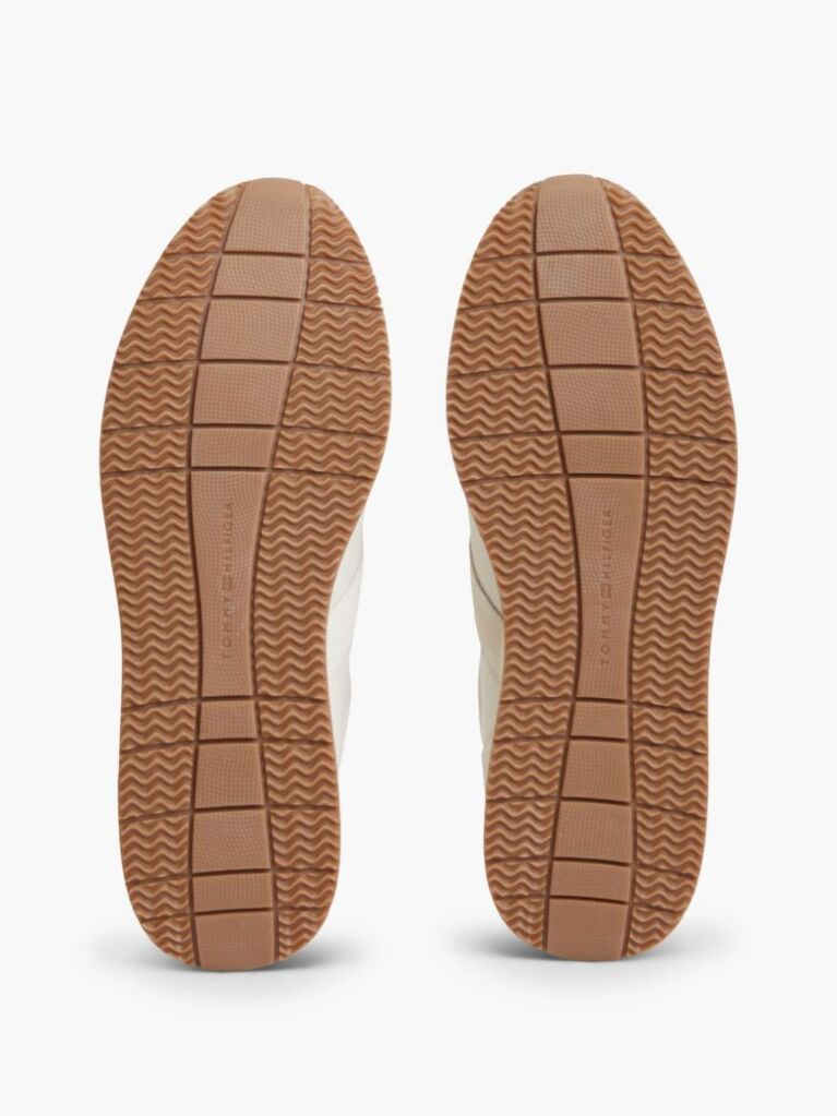 Beige Leather Mixed Texture Sneakers  Men