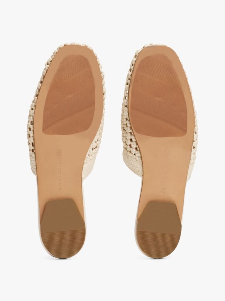 Beige Crochet TH Monogram Plaque Mules  Women