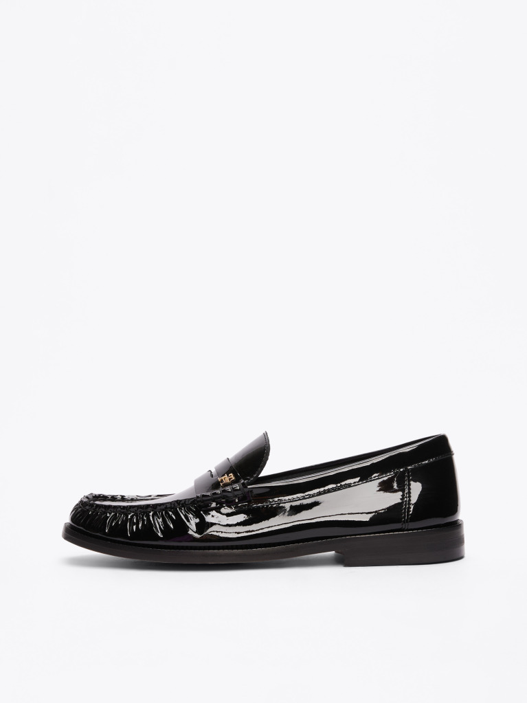 Black Patent Leather Loafers  Women