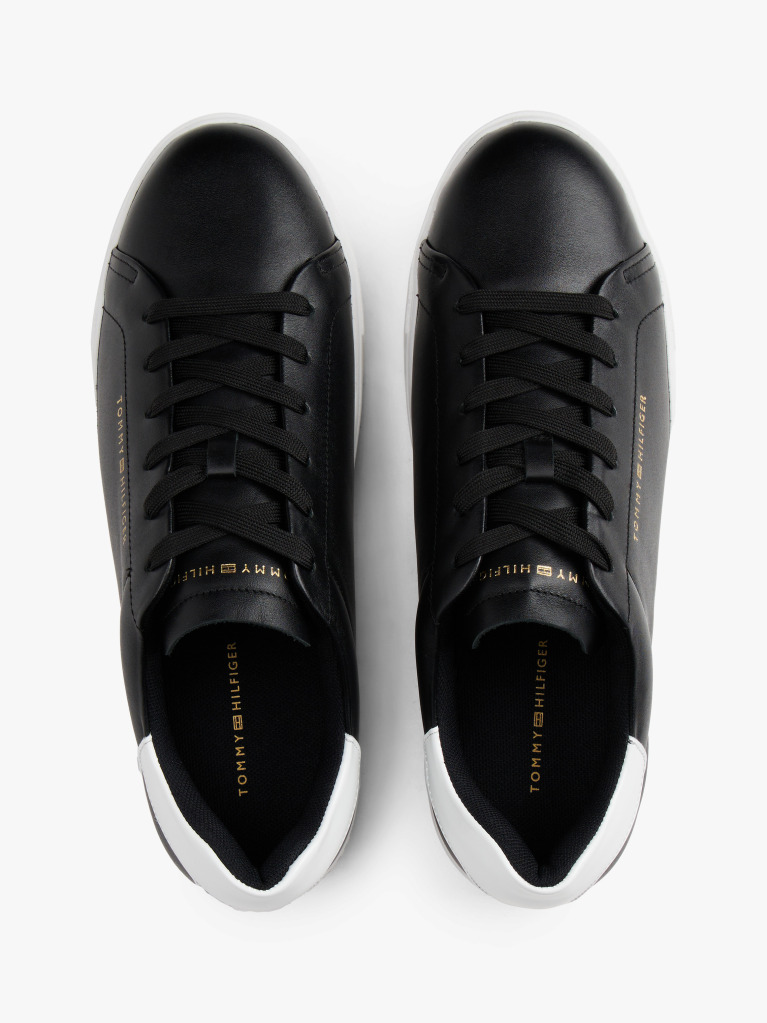 Μαύρο Δερμάτινα Sneakers Με Πλατφόρμα  Γυναίκες