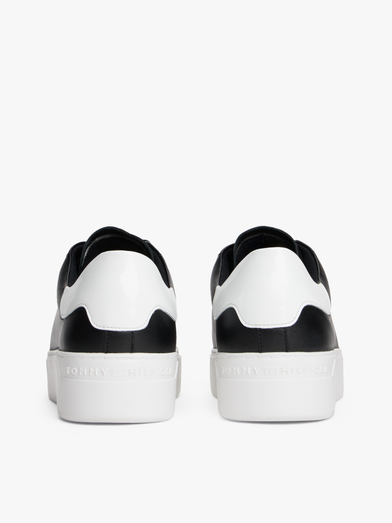 Μαύρο Δερμάτινα Sneakers Με Πλατφόρμα  Γυναίκες