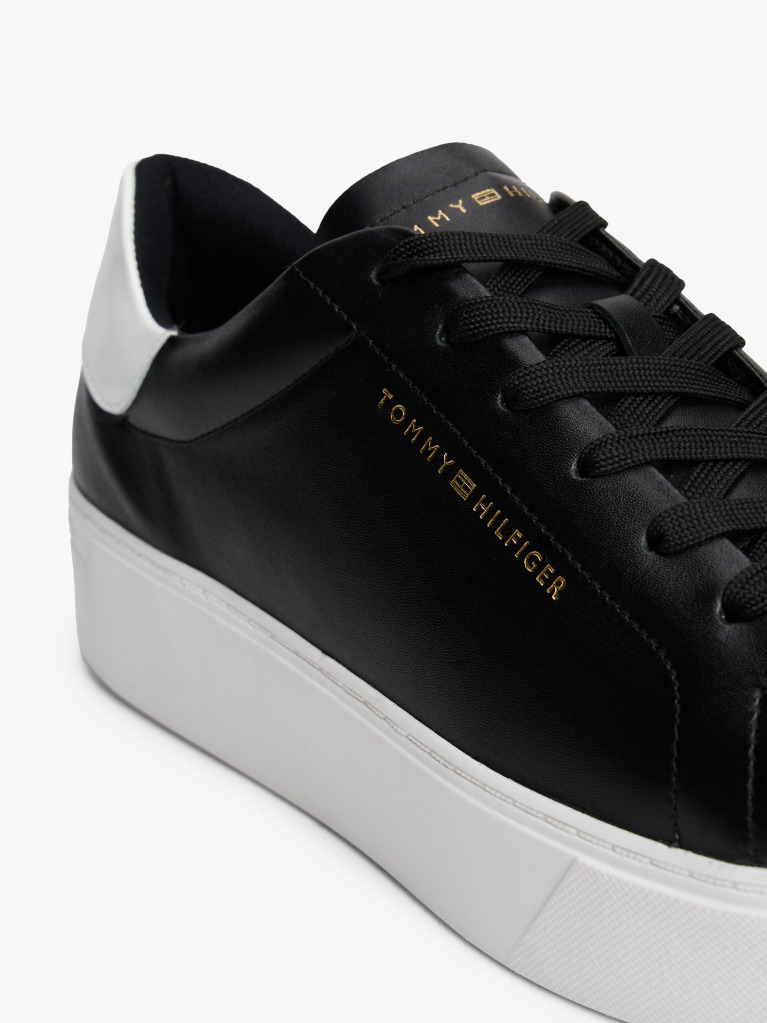 Μαύρο Δερμάτινα Sneakers Με Πλατφόρμα  Γυναίκες