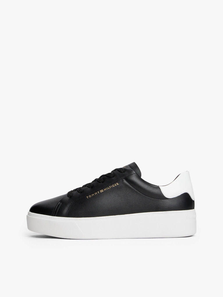 Μαύρο Δερμάτινα Sneakers Με Πλατφόρμα  Γυναίκες