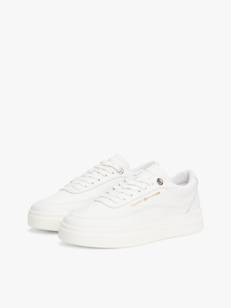 Άσπρο Δερμάτινα Sneakers Σε Στιλ Πλατφόρμας  Γυναίκες