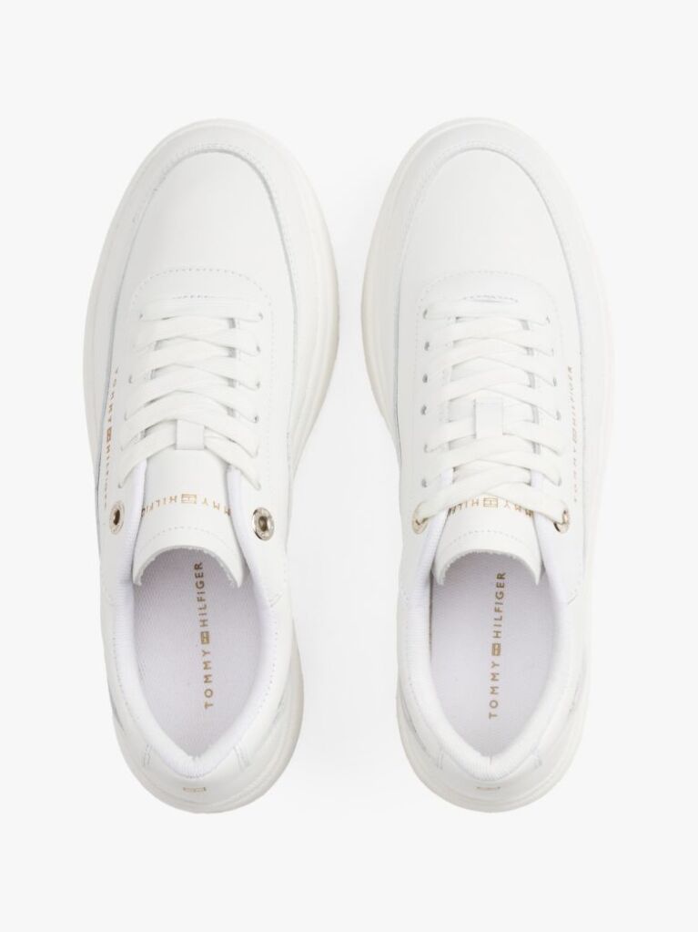 Άσπρο Δερμάτινα Sneakers Σε Στιλ Πλατφόρμας  Γυναίκες