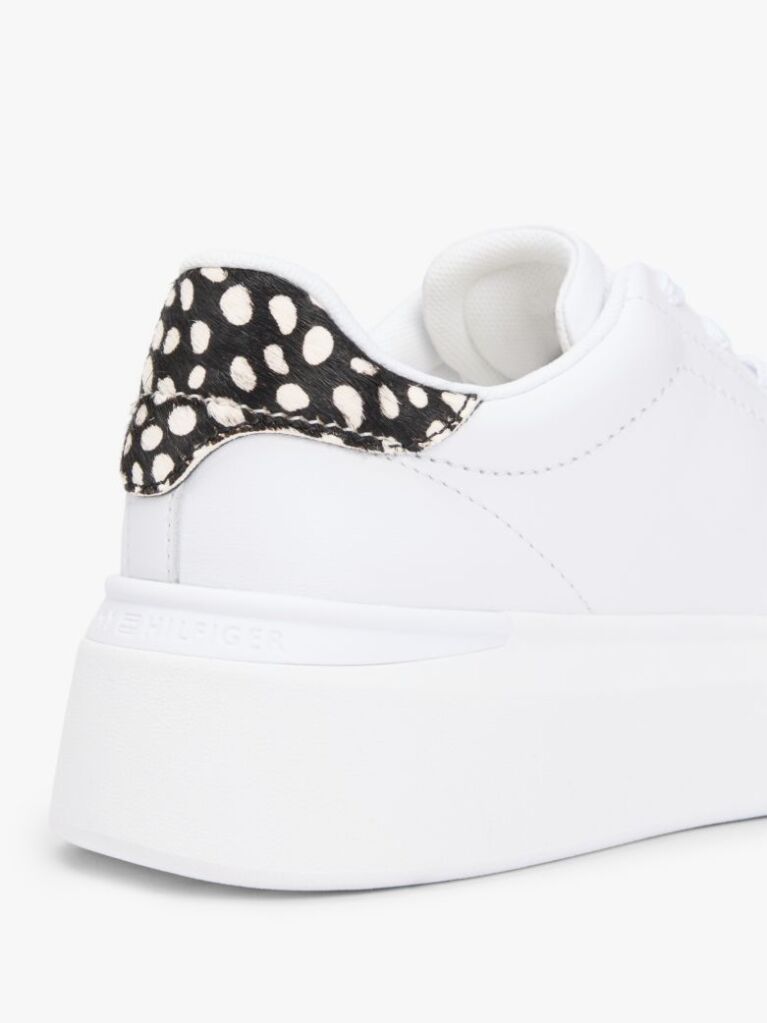 Άσπρο Δερμάτινα Sneakers Με Πλατφόρμα Και Λεοπάρ Λεπτομέρεια  Γυναίκες