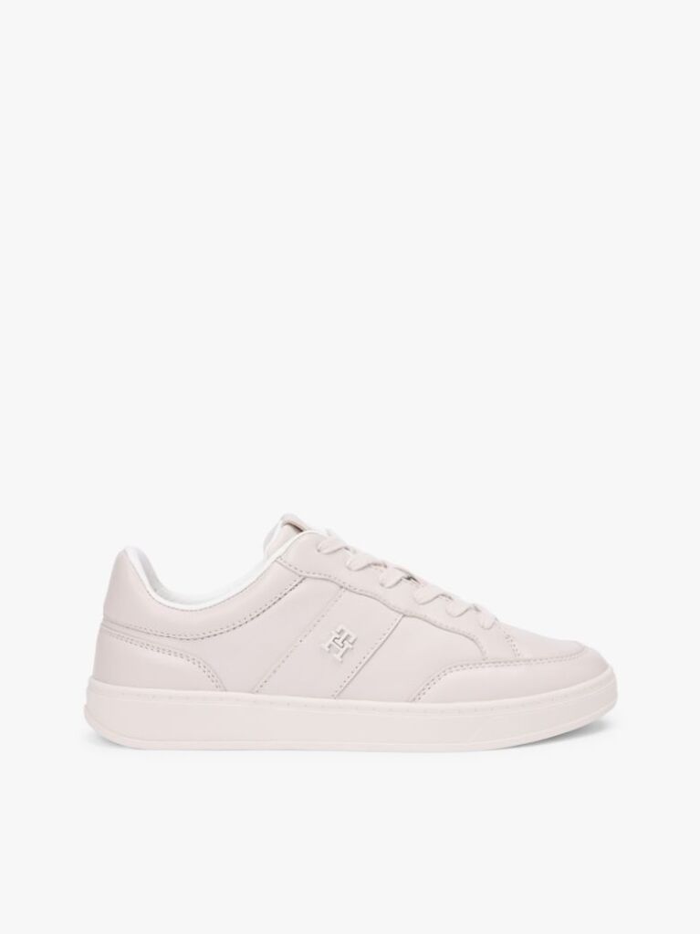 Beige TH Monogram Leather Court Trainers  Women