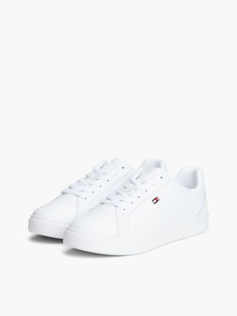Άσπρο Δερμάτινα Sneakers Court Με Σημαία  Γυναίκες