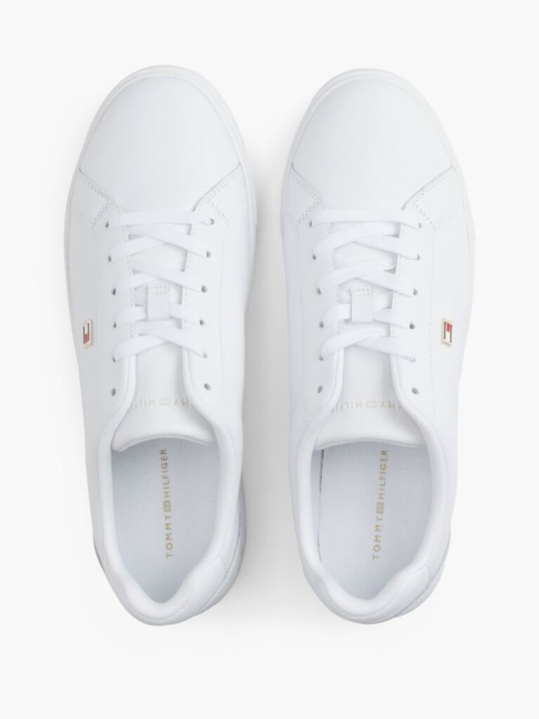 Άσπρο Δερμάτινα Sneakers Court Με Σημαία  Γυναίκες
