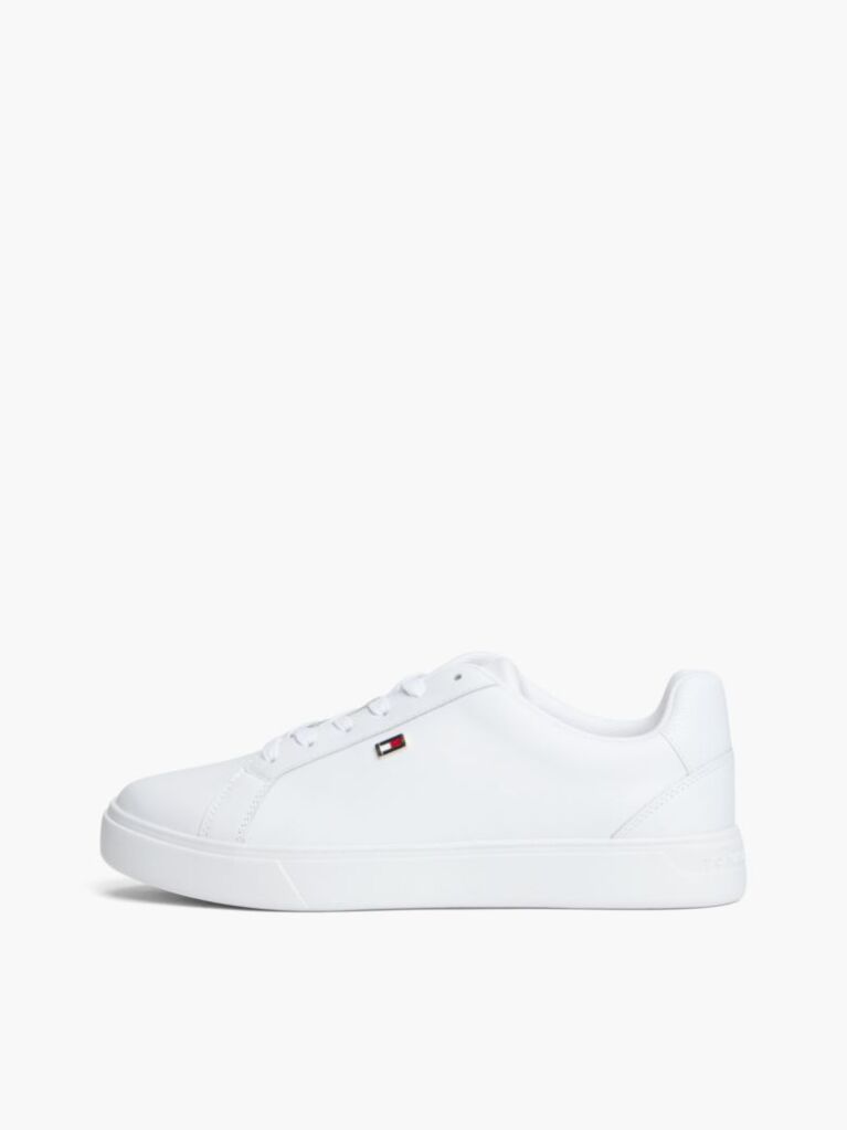 Άσπρο Δερμάτινα Sneakers Court Με Σημαία  Γυναίκες