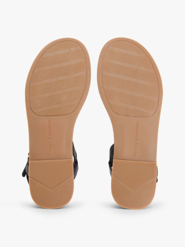 Black Leather TH Monogram Strap Sandals  Women