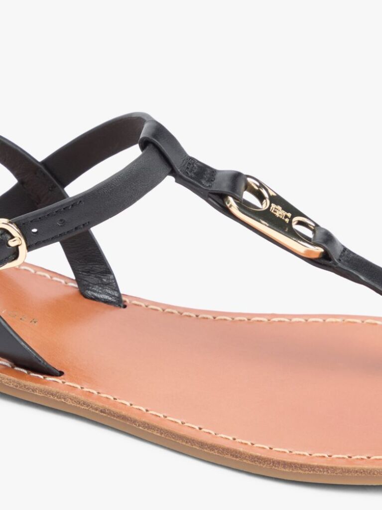 Black Leather TH Monogram Strap Sandals  Women