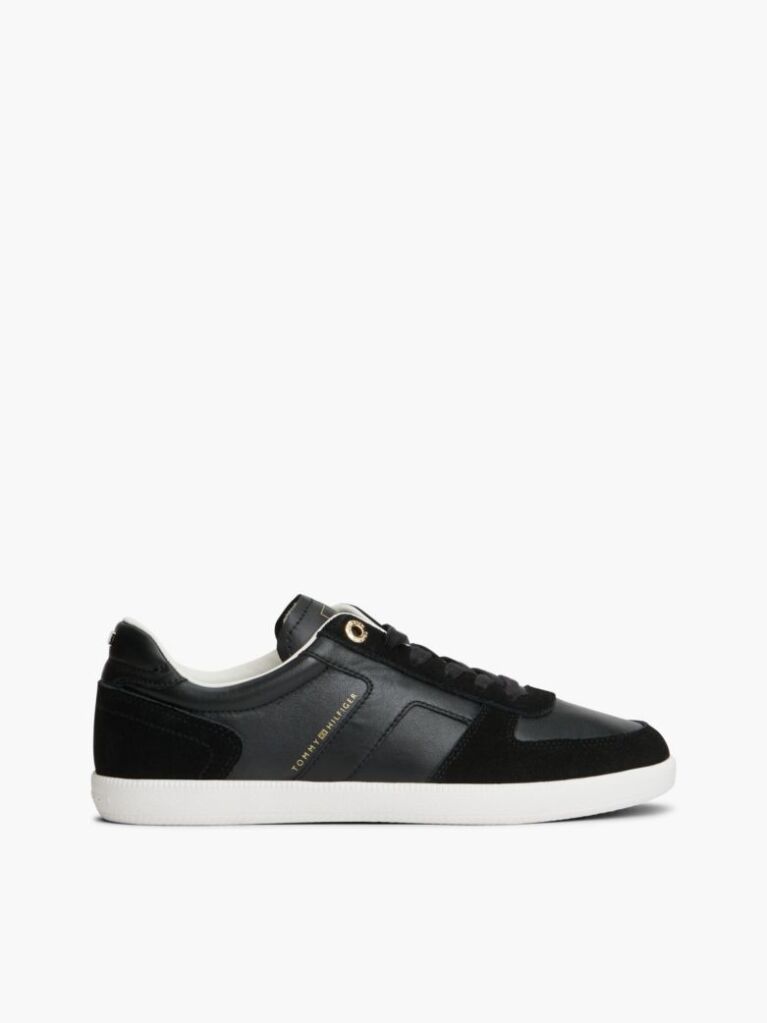 Μαύρο Δερμάτινα Sneakers Με Μίξη Υφών  Γυναίκες