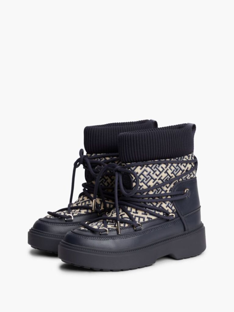 Blue TH Monogram Water Resistant Snow Boots  Women