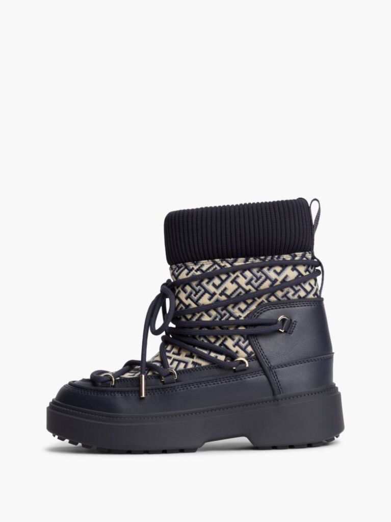 Blue TH Monogram Water Resistant Snow Boots  Women