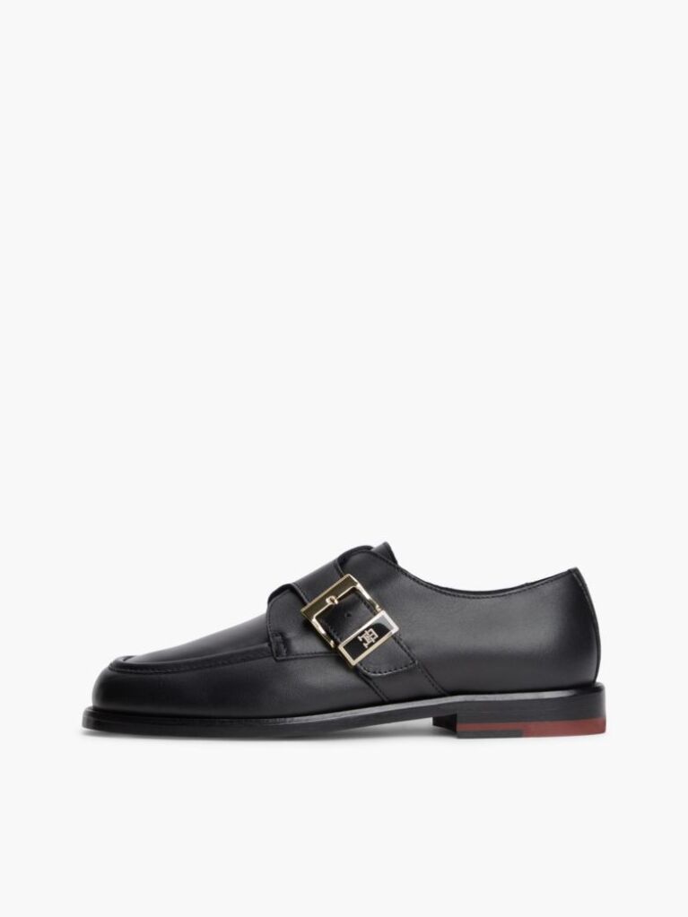 Μαύρο Δερμάτινα Loafers Με Αγκράφα Και Moc Μύτη  Γυναίκες