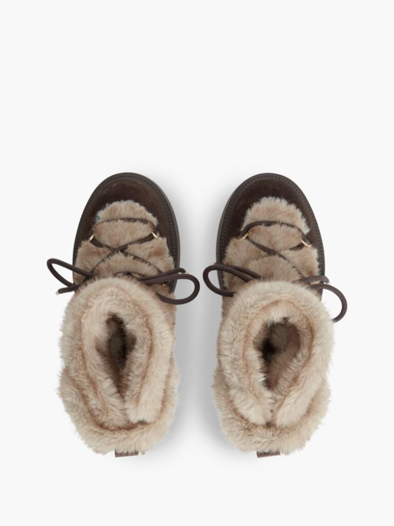 Brown Faux Fur Water Resistant Suede Snow Boots  Women