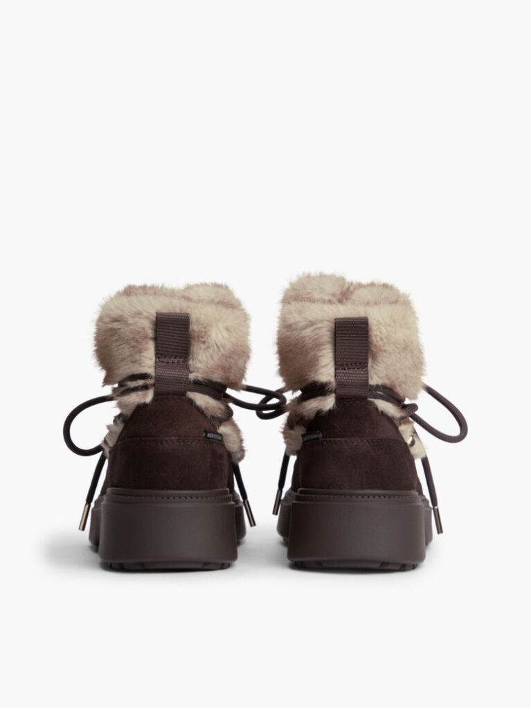 Brown Faux Fur Water Resistant Suede Snow Boots  Women