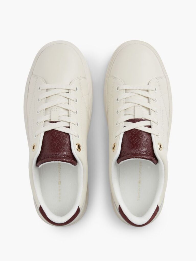 Μπεζ TH Monogram Δερμάτινα Sneakers  Γυναίκες
