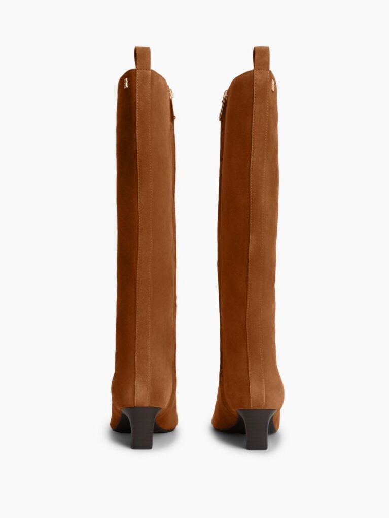 Brown Kitten Heel Suede Knee-High Boots  Women