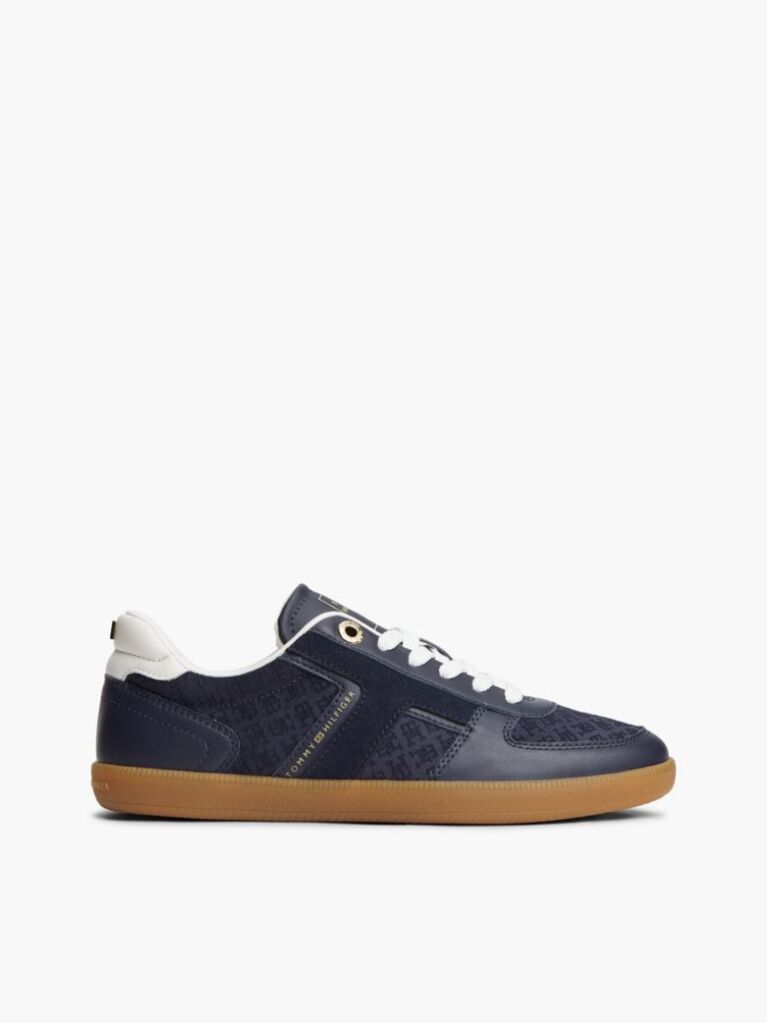Μπλε Δερμάτινα Sneakers Με Ανάγλυφο Σχέδιο TH Monogram   Γυναίκες