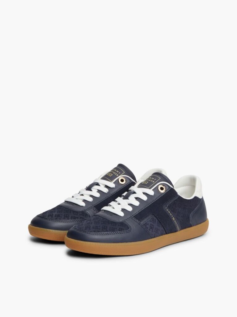 Μπλε Δερμάτινα Sneakers Με Ανάγλυφο Σχέδιο TH Monogram   Γυναίκες