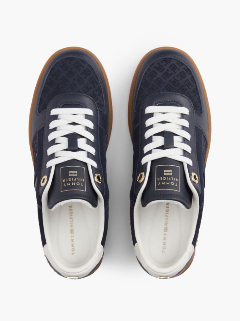 Μπλε Δερμάτινα Sneakers Με Ανάγλυφο Σχέδιο TH Monogram   Γυναίκες