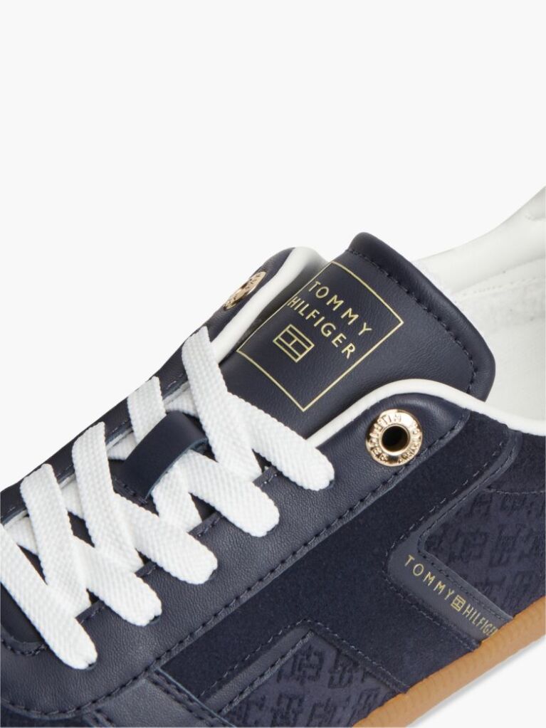 Μπλε Δερμάτινα Sneakers Με Ανάγλυφο Σχέδιο TH Monogram   Γυναίκες