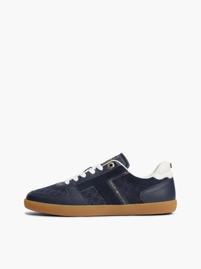 Μπλε Δερμάτινα Sneakers Με Ανάγλυφο Σχέδιο TH Monogram   Γυναίκες