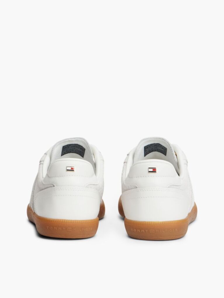 Beige Embossed TH Monogram Leather Sneakers  Women
