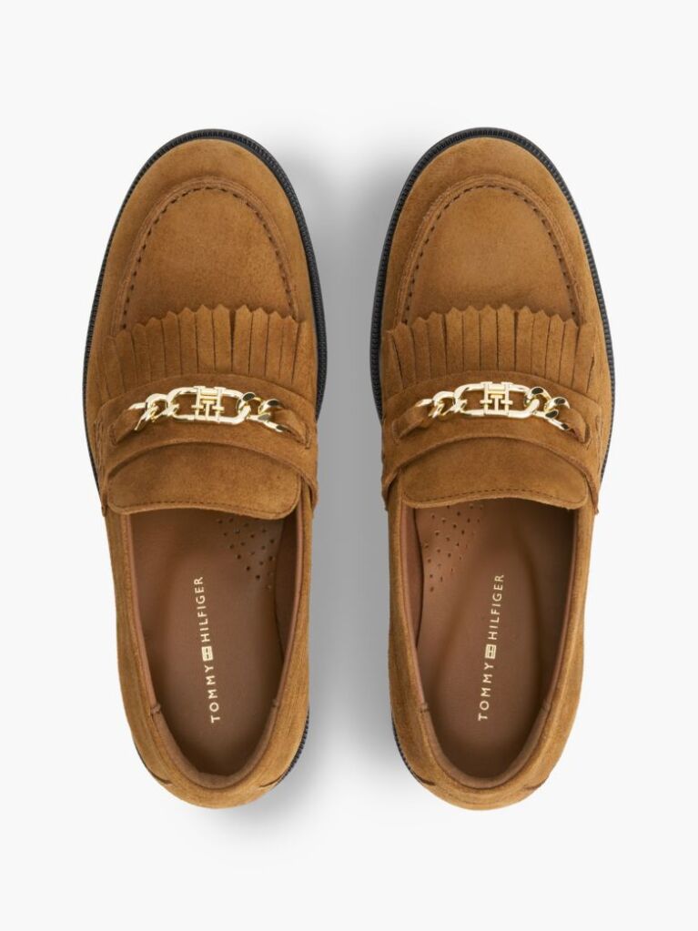 Brown Suede Fringe Horsebit Loafers  Women