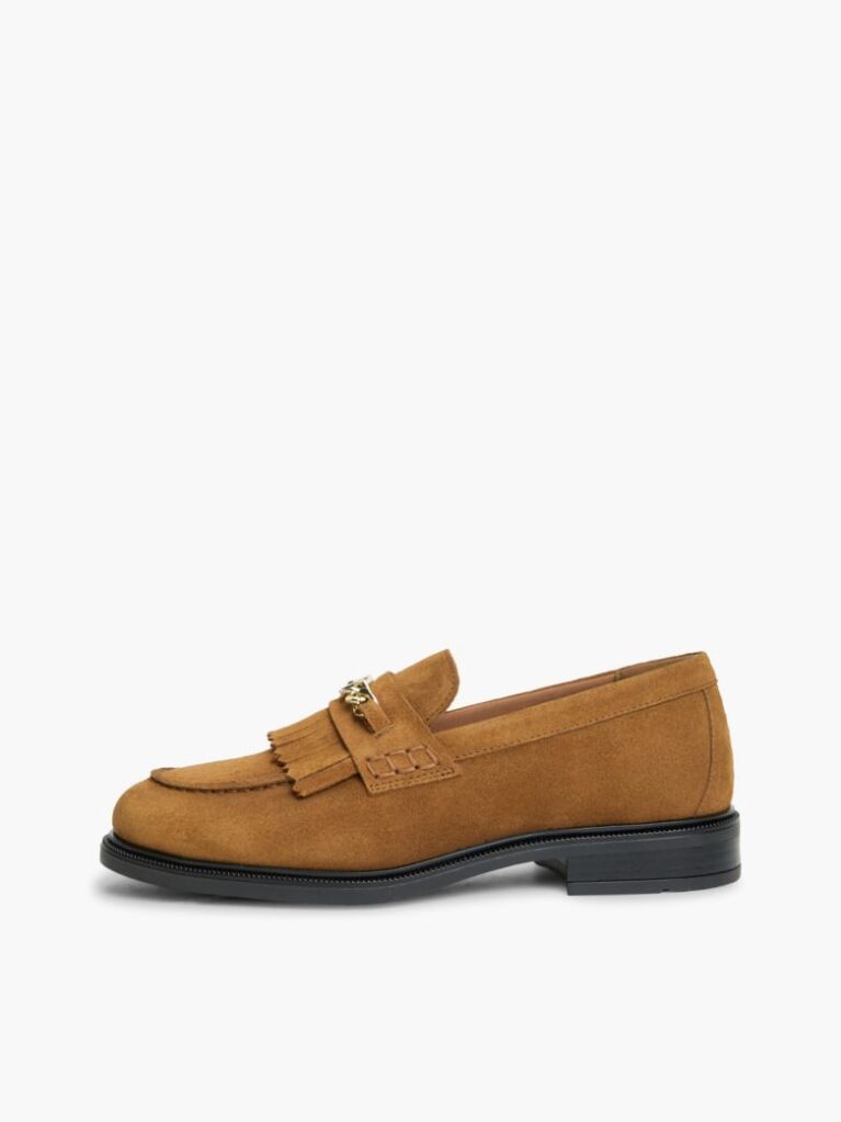 Brown Suede Fringe Horsebit Loafers  Women