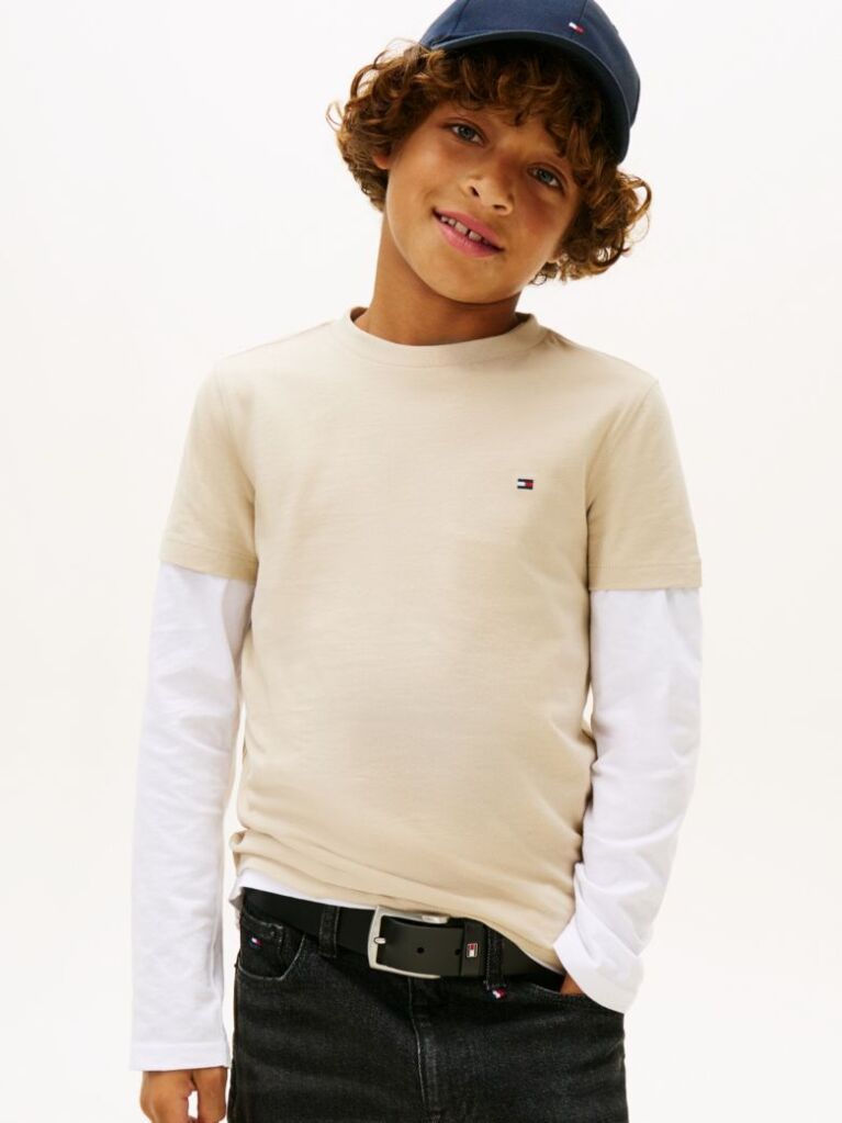 Beige Essential Organic Cotton Knit Tee  Boys