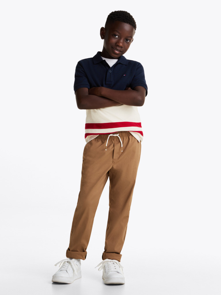 Khaki Lightweight Woven Drawstring Trousers  Boys