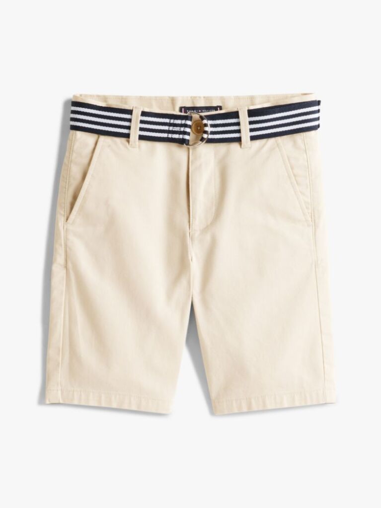Beige Belted Woven Shorts  Boys